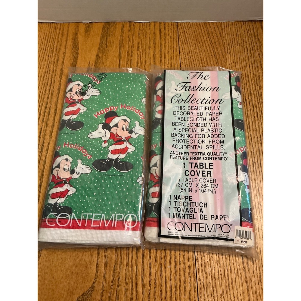 Vintage Disney Mickey Mouse Christmas Paper Tablecloths Contempo Set of 2 New